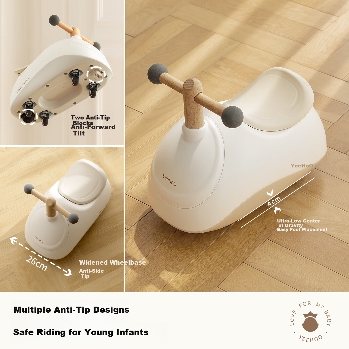 YEEHOO Peanut Ride-On Toddler Twisting Car 1-3 Years Anti-Tip Silent Wheels Baby Birthday Gift Toy Scooter