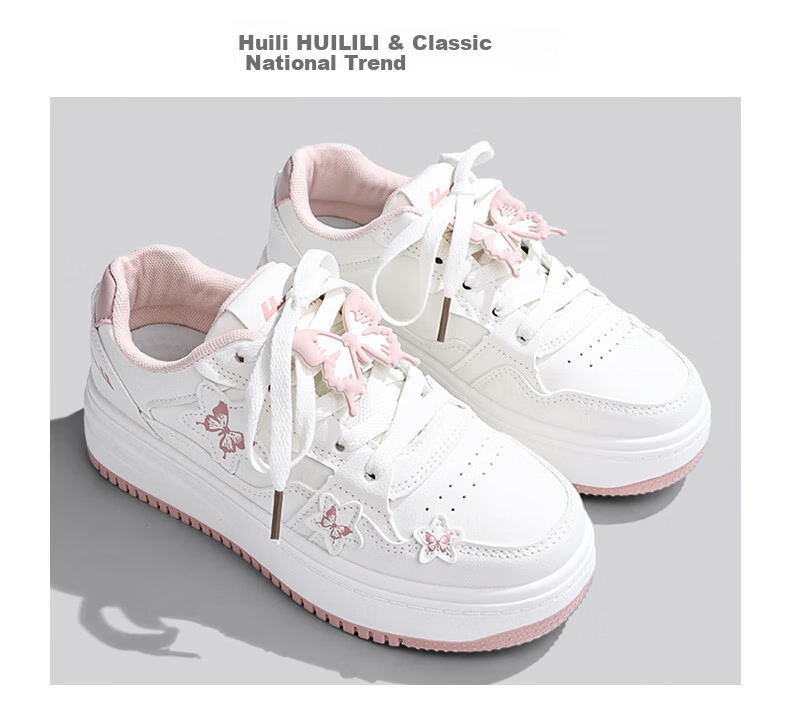 Warrior Butterfly Women's Autumn New Versatile Creamy Fufu Thick Sole White Sneakers Canvas Shoes Mesh Student Shoes Off-White 37 4