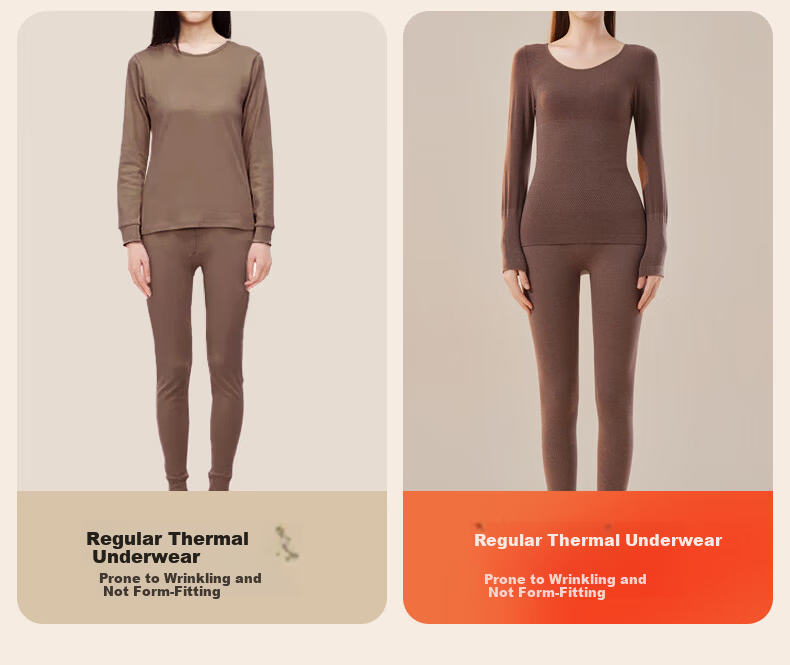 GUJIN Women's Wool Thermal Underwear Set - Seamless Slim Fit Autumn Winter Shaping Bodywear Top and Bottom 7