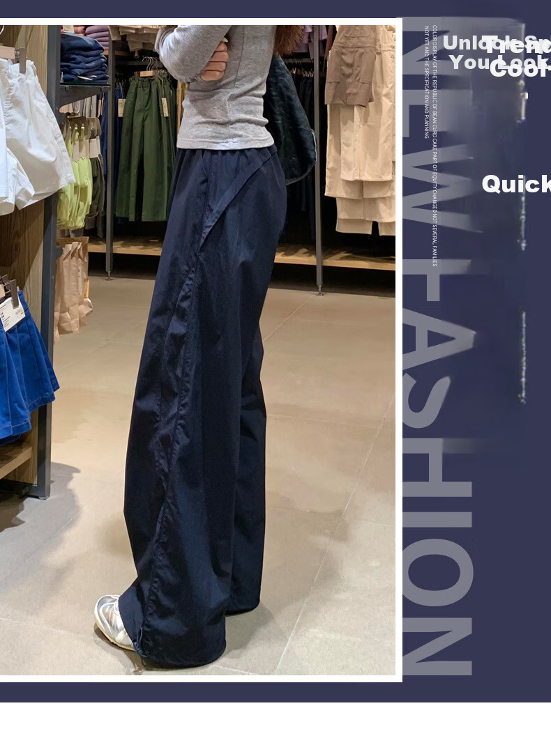 Langsha Women's American Style Quick-Dry Work Pants Summer 2026 New Loose Straight High Waist Slim Casual Sports Pants 1
