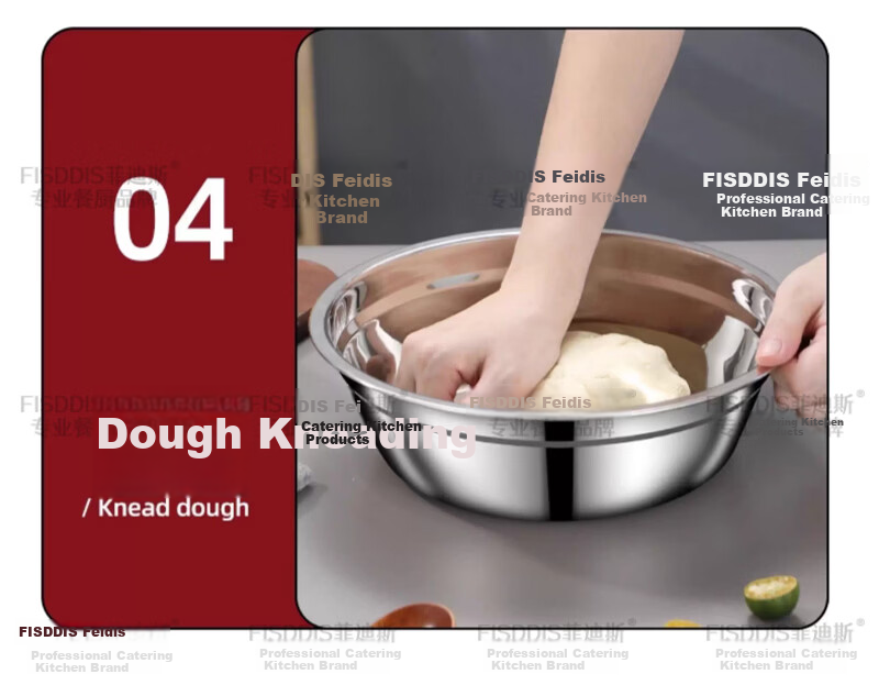 FISDDIS 304 Stainless Steel Soup Bowl Household Large Basin Kitchen Vegetable Washing and Seasoning Bowl Thickened Food Grade Marinating Bowl 14cm 16