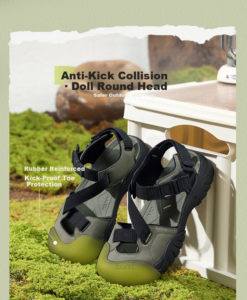 CAMEL Women's Outdoor Sandals Cute Cool Version Colorblock Thick Sole Sandals L25M076016 Silver/Grey Size 36 7