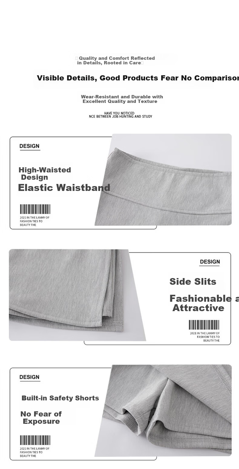 Langsha Split Sports Skirt Pants for Women 2026 New High Waist Slim Hip Hugging A-line Mini Skirt Anti-Exposure 8