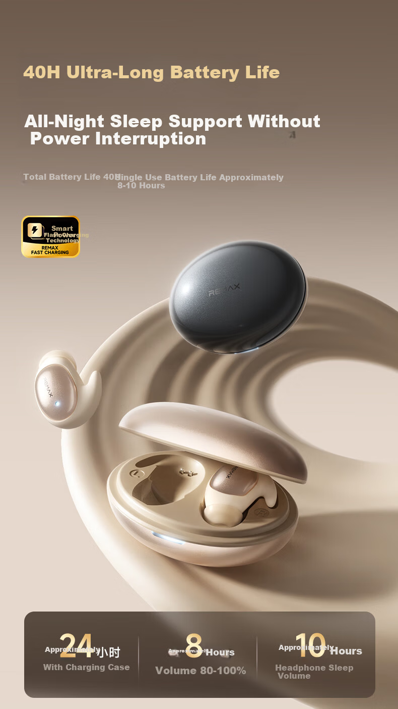 REMAX Sleep Bluetooth Earphones Ultra-thin Noise-isolating Earbuds Long Battery Life Compatible with Huawei Xiaomi Hidden ASMR Noise Reduction for Side Sleeping 15