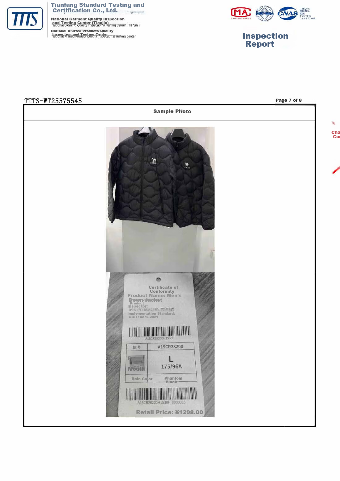 CAMEL Women's Down Jacket Autumn Winter New Lightweight High Loft Warm Windproof Anti-Static Coat for Men and Women 24