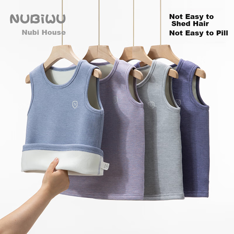 NUBIWU Kids Vest Boys Autumn Winter Fleece Thickened Warm Waistcoat Girls Close-fitting Seamless Innerwear Sleeveless Jacket