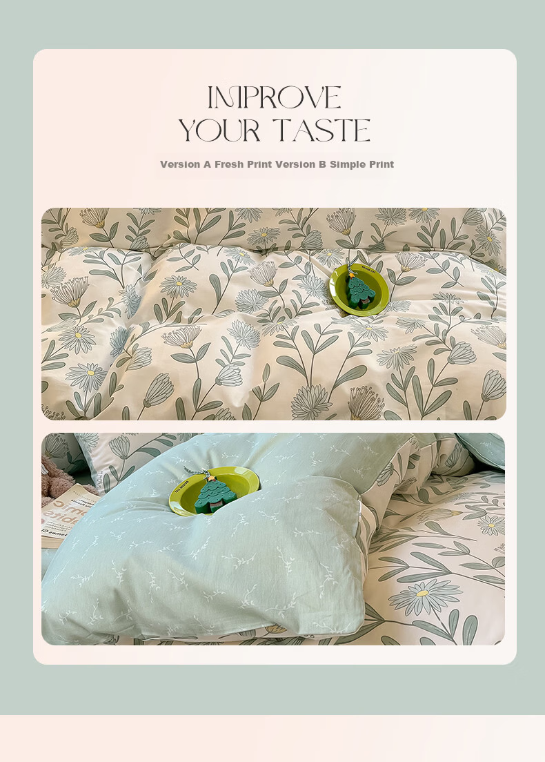 Hongdou 100% Cotton Quilt Cover Single Student Dormitory Cotton Quilt Case Single Full Cotton Quilt Core Cover 200*230cm Floral Cluster 8
