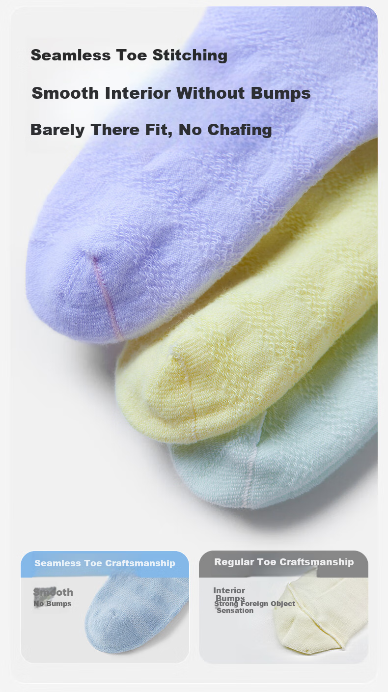 PurCotton Kids Socks 7A Antibacterial Baby Cotton Mid-Calf Socks Yellow White Green 12-14cm 14