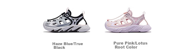 ERKE Kids Drawstring Sandals Boys and Girls Breathable Summer Beach Shoes Pure Pink/Lotus Color Size 34 28
