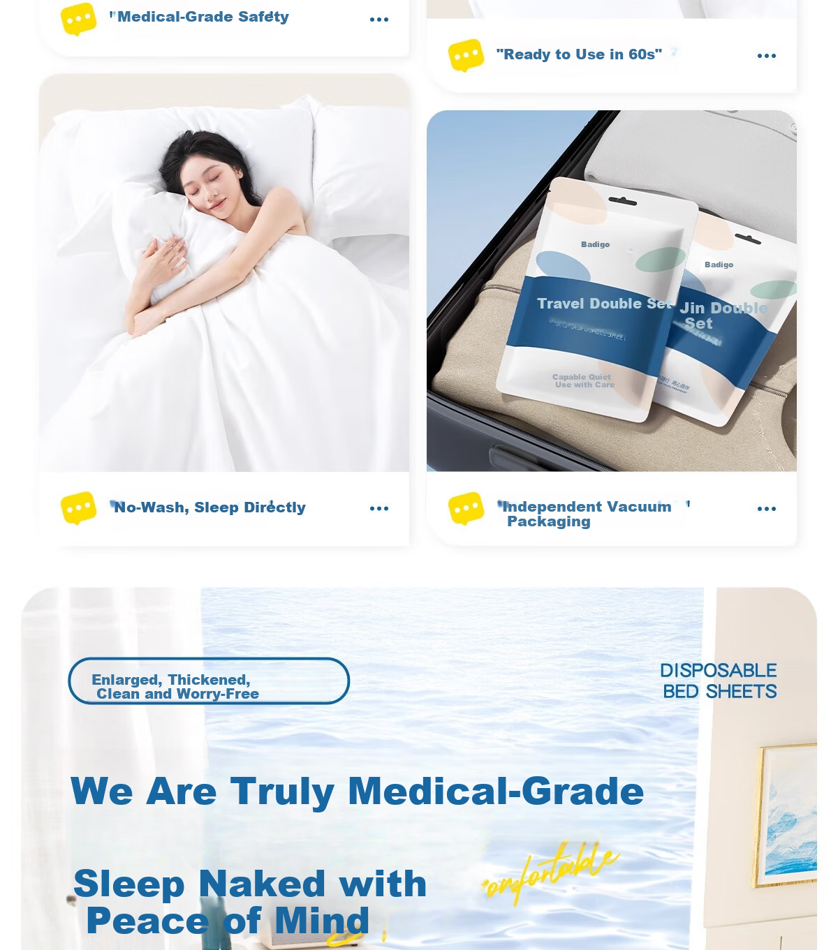 BADIGAO Train Sleeper Disposable Bedding Set 3-Piece Thickened Sleeping Bag for Hard and Soft Sleeper Single Travel Bed Sheet Quilt Cover Pillowcase 4