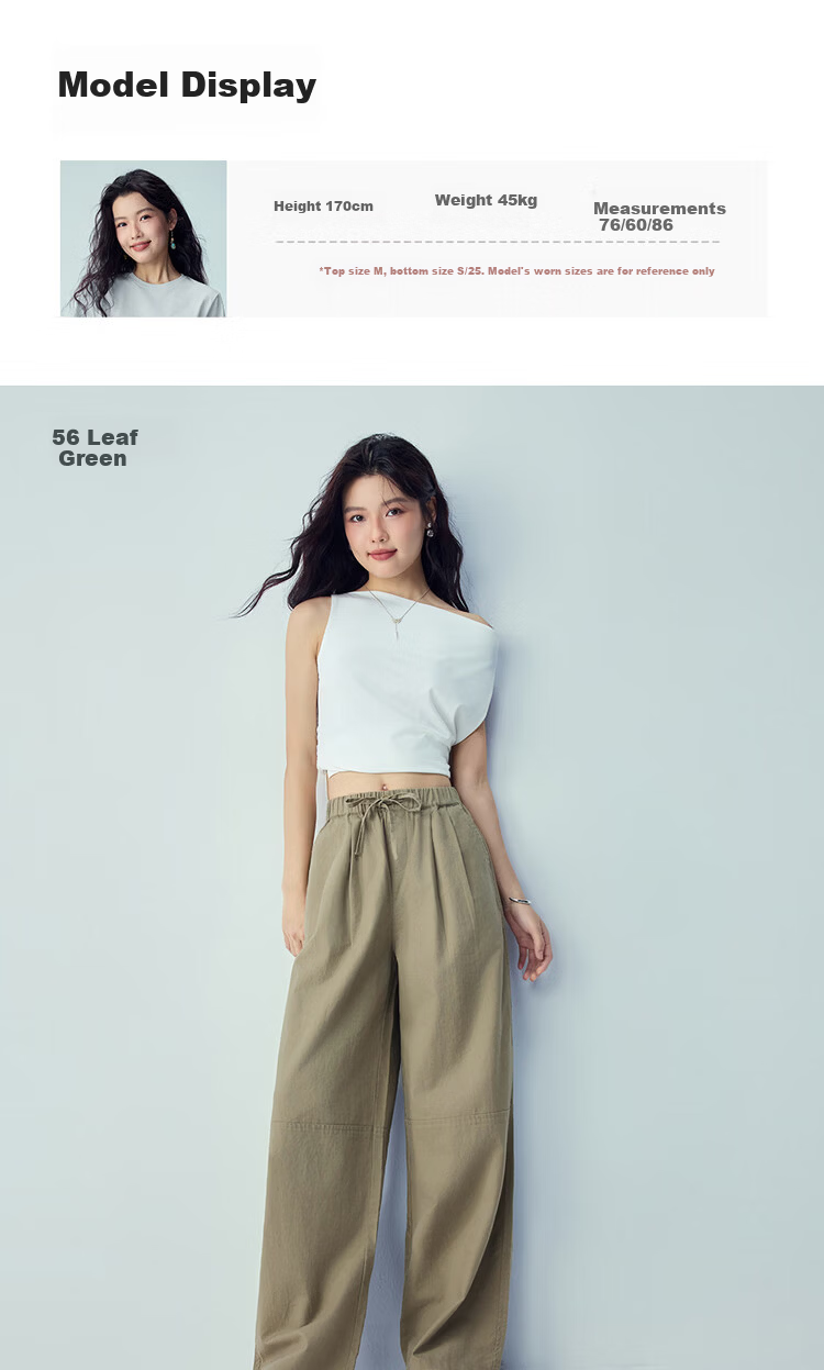 Giordano Women's Summer Linen Pants Cotton Linen Elastic Waist Loose Straight Casual Trousers 05416311 10