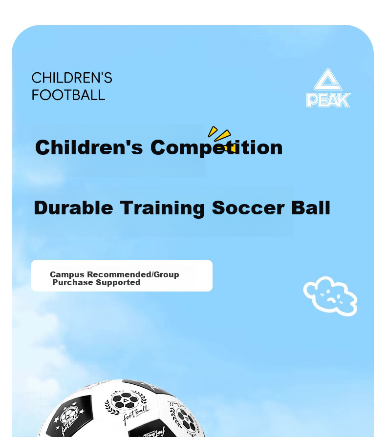 Peak Kids Soccer Ball Size 5 for Elementary School Students Kindergarten Match Training Peach Purple 1