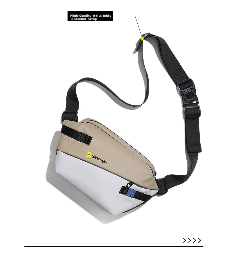 Slazenger Trendy Men's Leather Coated Crossbody Bag Large Capacity Sports Casual Waist Bag Cycling Functional Chest Bag 6