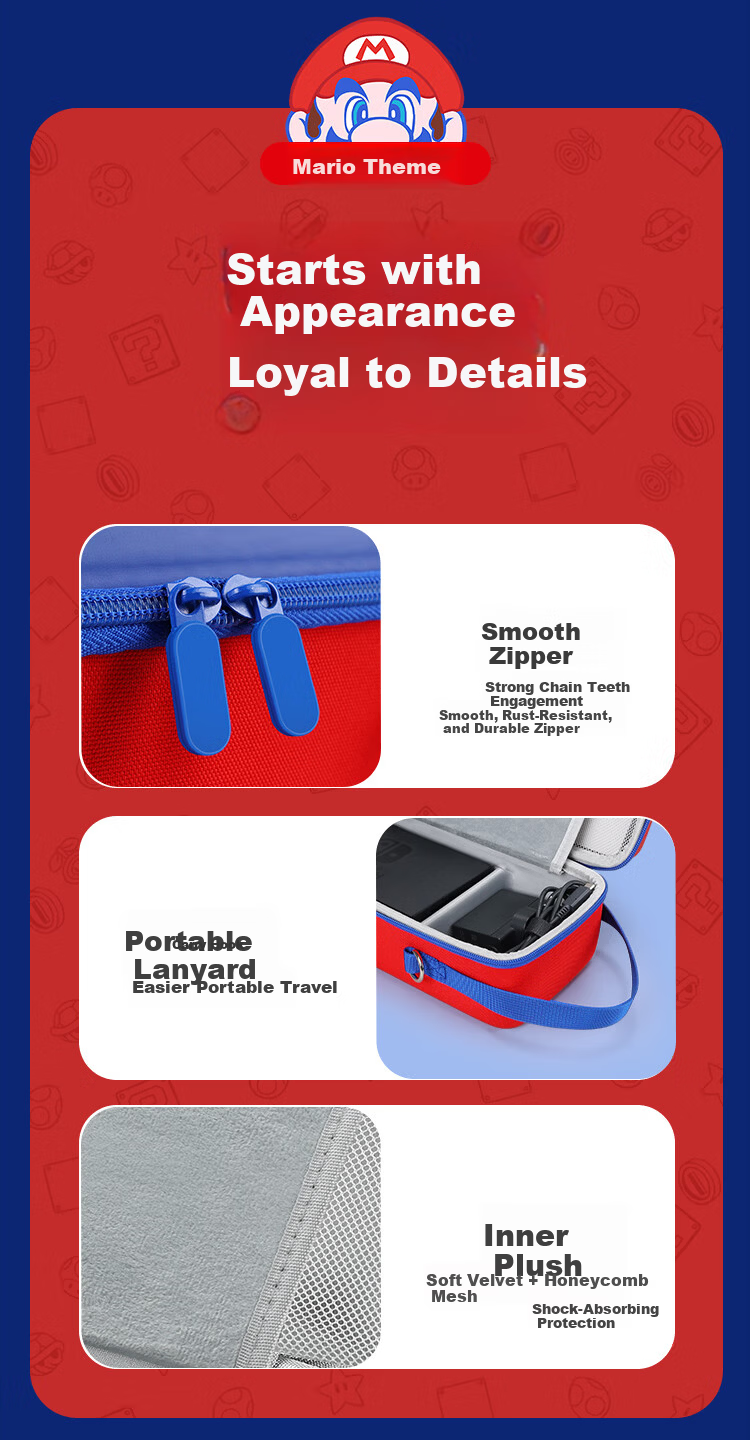 Biyoumei Switch Storage Bag NS Game Protective Case OLED Large Capacity Lite Charging Dock Handle Card with Joystick Caps 9