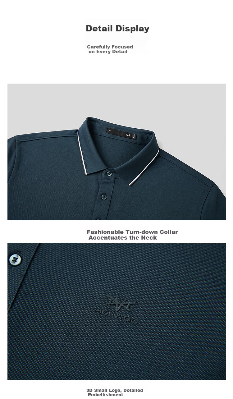 HLA Heilan Home Short Sleeve Polo Shirt 26 Light Business Classic Series Summer Men's Short Sleeve Collared Shirt 9