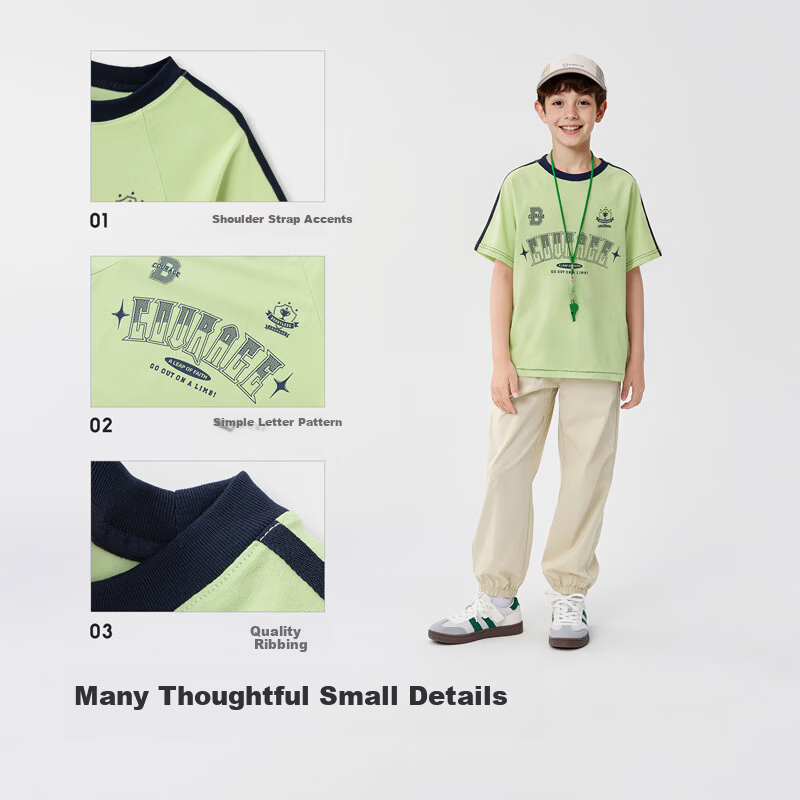 BalabalaăbalaOneăKids Short Sleeve T-Shirt Boys Girls 2026 Summer Quick-Dry Cooling
