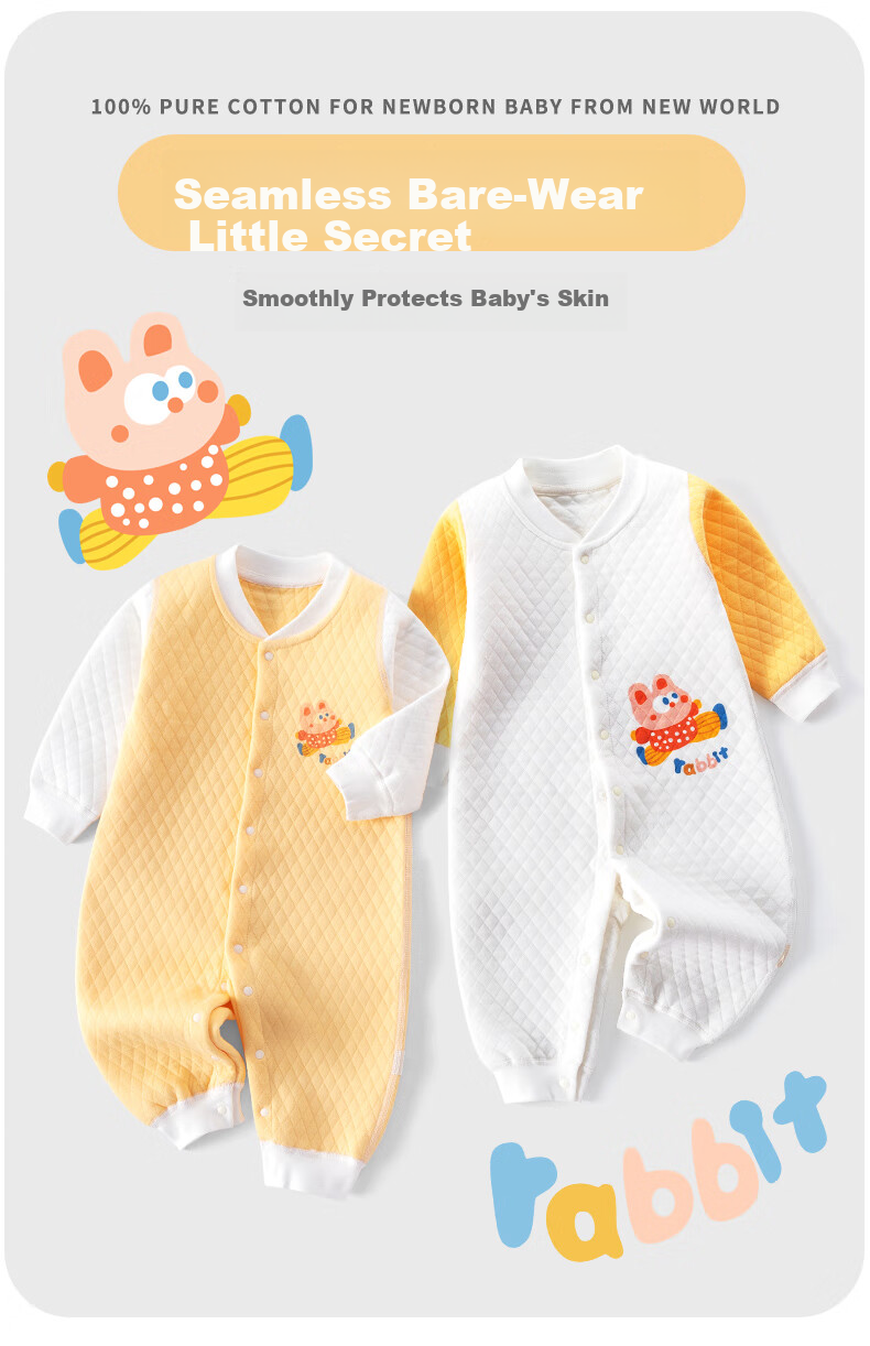 Banjvall Baby Romper, Infant Spring And Summer Pure Cotton Onesie, Crawling Suit, Infant Clothing, Four Seasons Two-Piece Set, Size 59 4