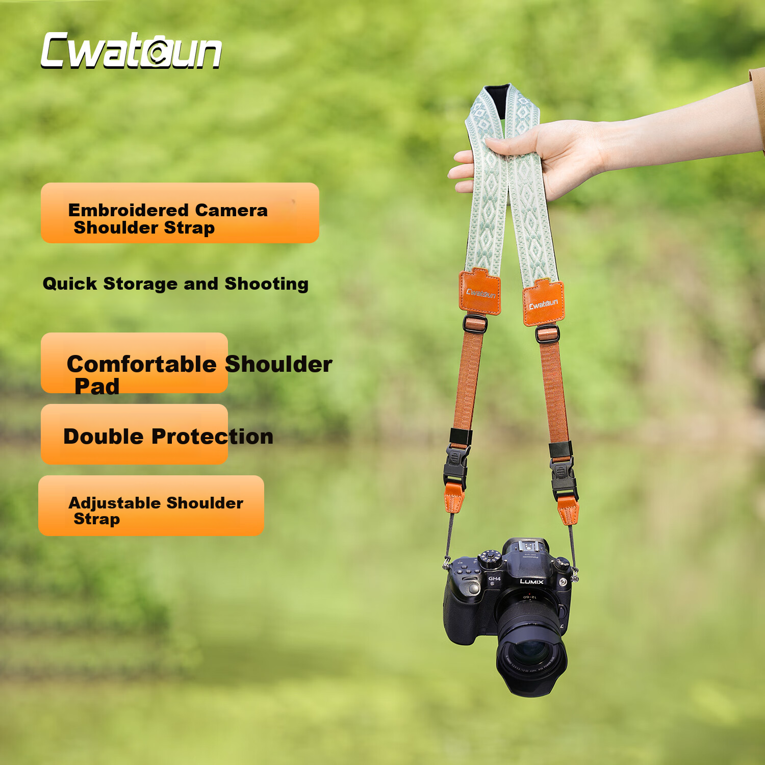 CWATCUN Kadenka Adjustable Camera Shoulder Strap Quick Release Camera Accessory Padded Jacquard Strap