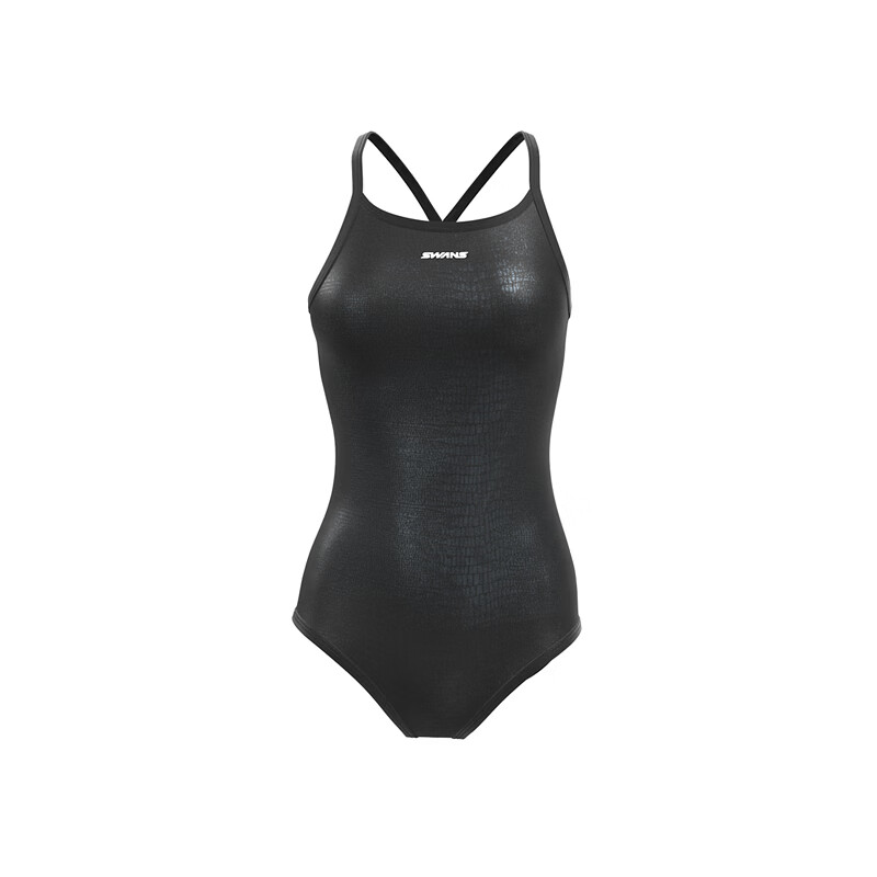 SWANS Women's One-Piece Triangle Swimsuit Professional Training Chlorine-Resistant UV Protection Racing Hot Spring Swimwear Black S
