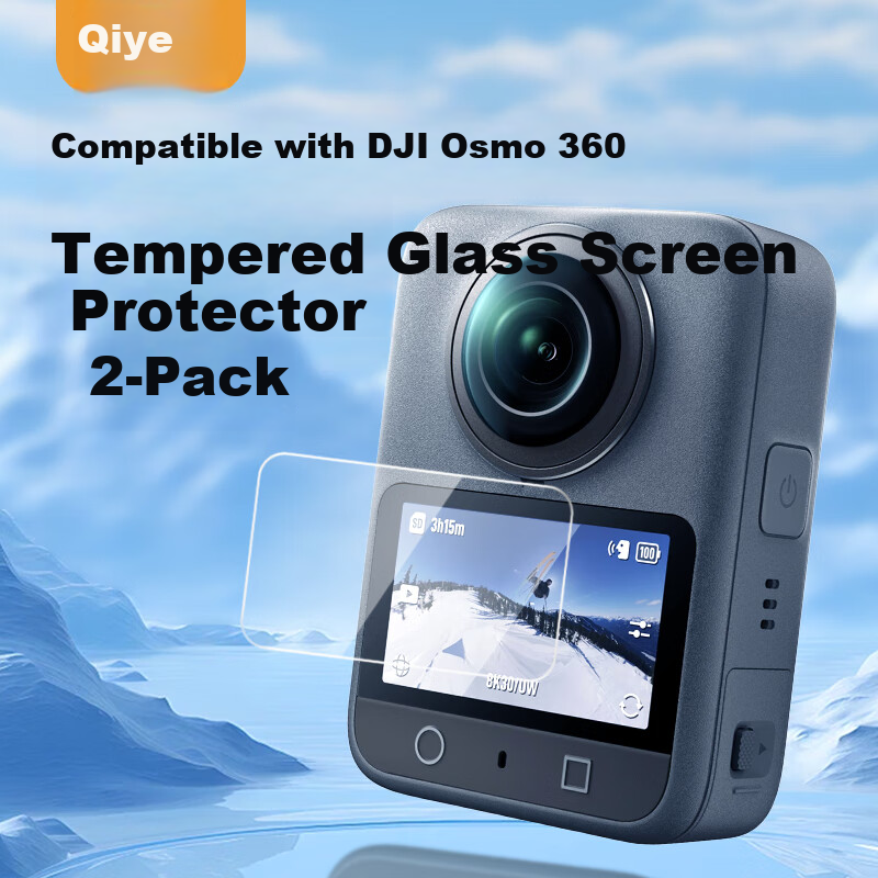 Qiye Tempered Glass Screen Protector for DJI Osmo 360 Camera, Osmo360 Panorama Camera Accessories, HD Screen Film, 2-Pack