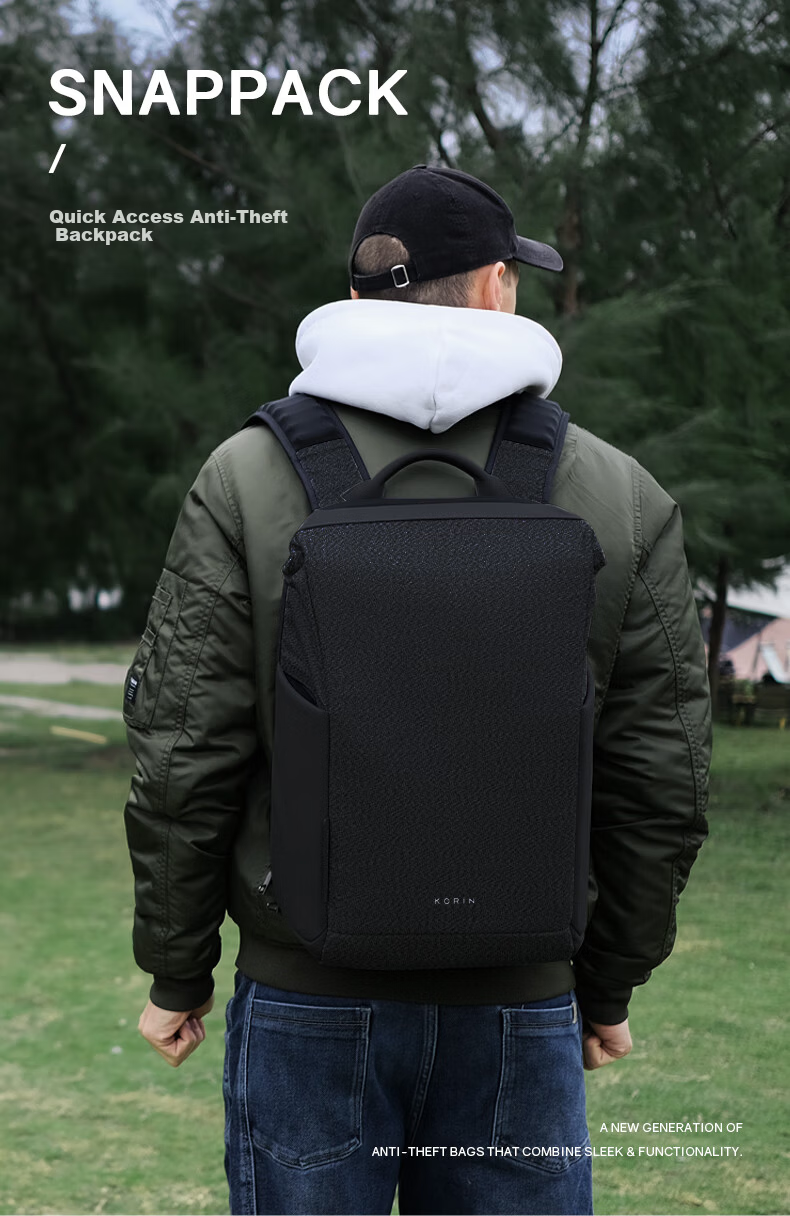 KORIN Anti-Theft Laptop Backpack Men Large Capacity Lightweight Travel Commuter Waterproof Cut-Resistant Business Bag K17 2