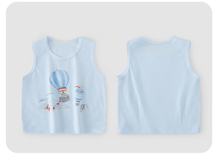 Xiyuan Kids Summer Thin Cotton Vest 2-Pack Unisex Children's Tank Top 7A Antibacterial Baby Inner and Outer Wear Sleeveless Shirt 13