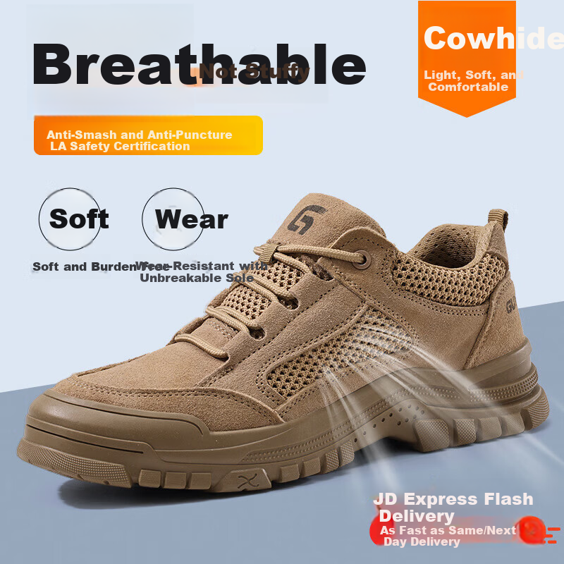 GUYISA Men's Summer Breathable Anti-Smash Anti-Puncture Steel Toe Lightweight Comfortable Safety Work Shoes 5115LT Size 40