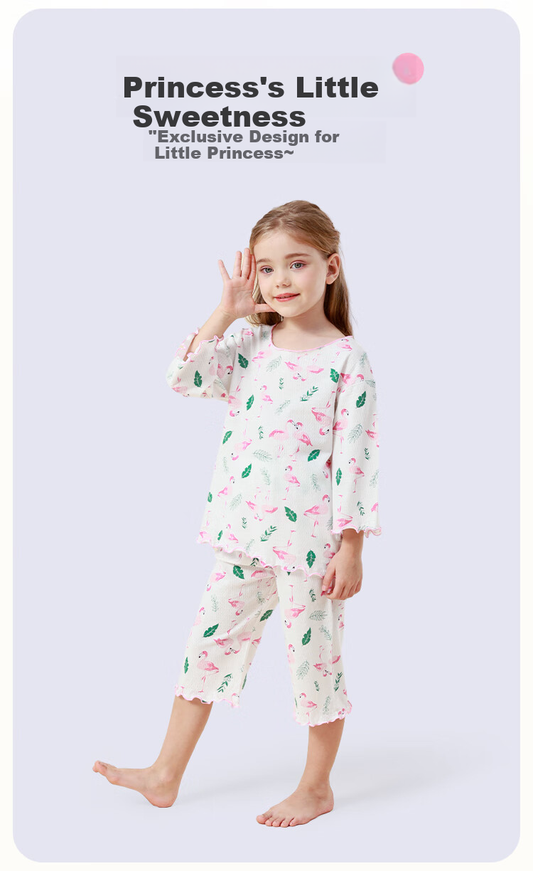DEESHA 100% Cotton Children's Pajamas Girls Homewear Student Baby Air Conditioning Suit Set 4