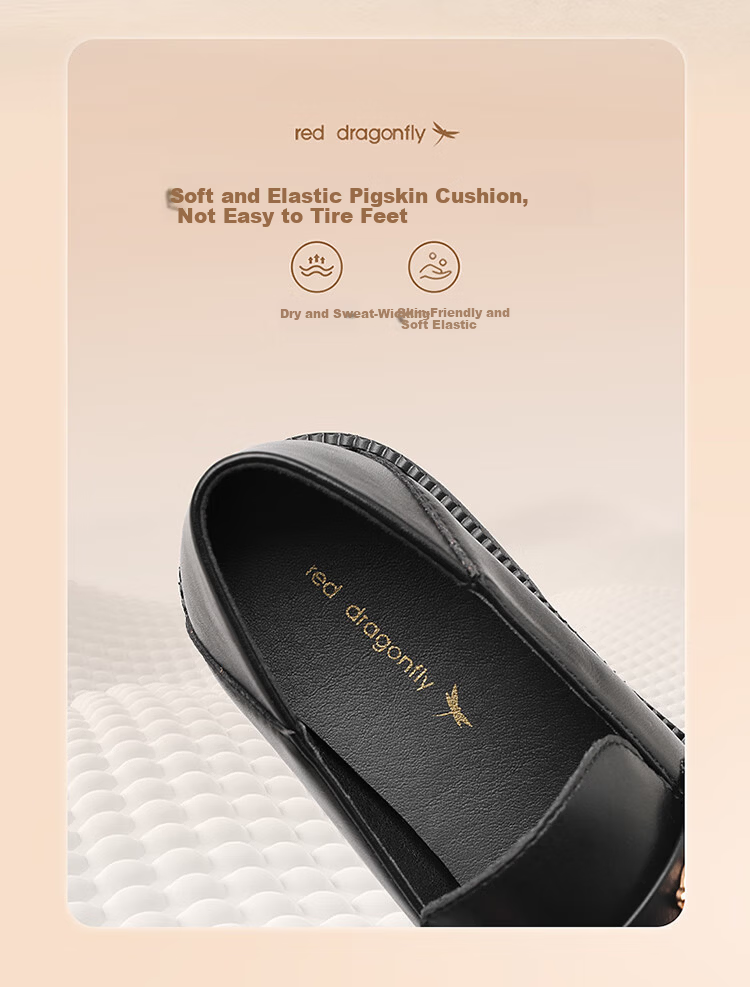 Red Dragonfly Women's Breathable Comfortable Loafers Soft Sole Slip-On Commuter Low-Cut Flats WTB354511 Black Size 36 5