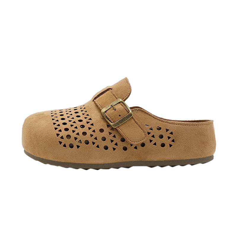 La Chapelle Women's Birkenstock Style Summer Hollow Breathable Soft Sole Retro Outdoor Open Toe Slippers XZX798 Camel 38