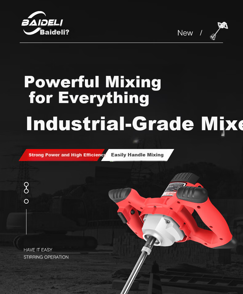 Baide Li Putty Powder Mixer High-Power Cement Mortar Coating Stirrer Paint Mixing Drill 1