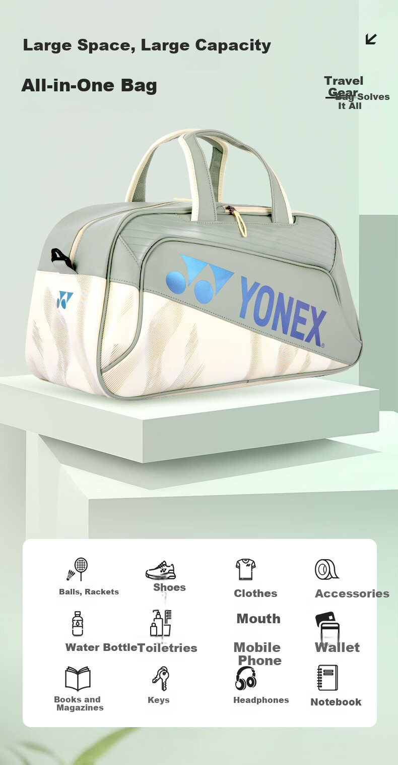 YONEX Badminton Bag Fashionable Multifunctional Large Capacity Children's Youth Backpack BA351CR Lime Yellow 3