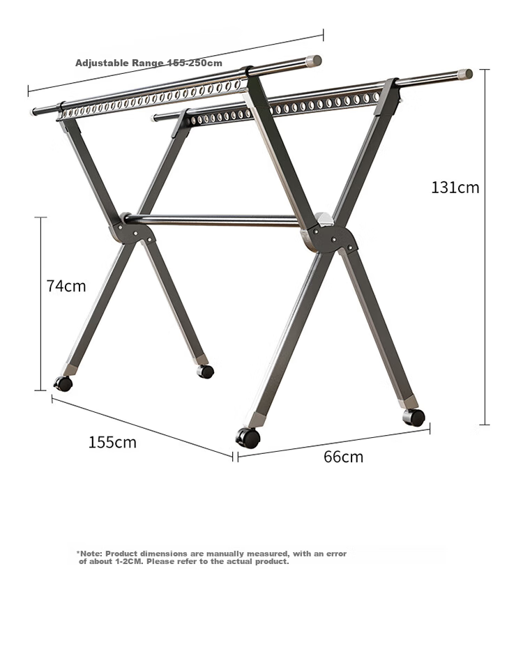 JEKO&JEKO Aluminum Alloy Clothes Drying Rack, Foldable Floor-Standing Indoor Hanger, Household Balcony Clothes Drying Rack, Outdoor Quilt Drying Tool 11