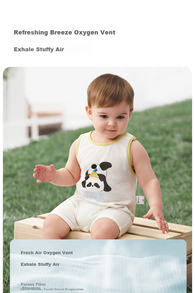 TONGTAI Baby Sleeveless Romper Summer Thin Jacquard Bodysuit Yellow 90cm 5
