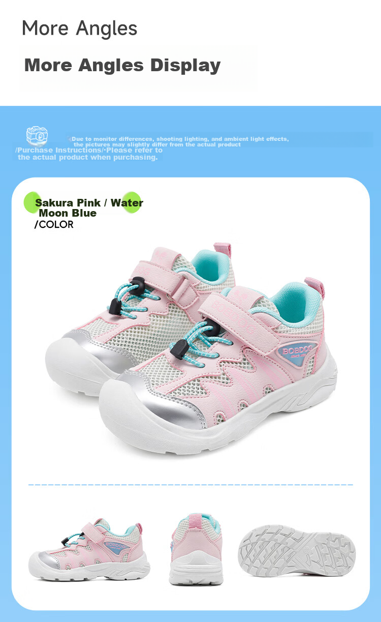 BOBDOG Kids Summer Comfortable Running Shoes Children's Sports Shoes Boys Casual Shoes 103562009 Light Gray/Navy Blue Size 34 6