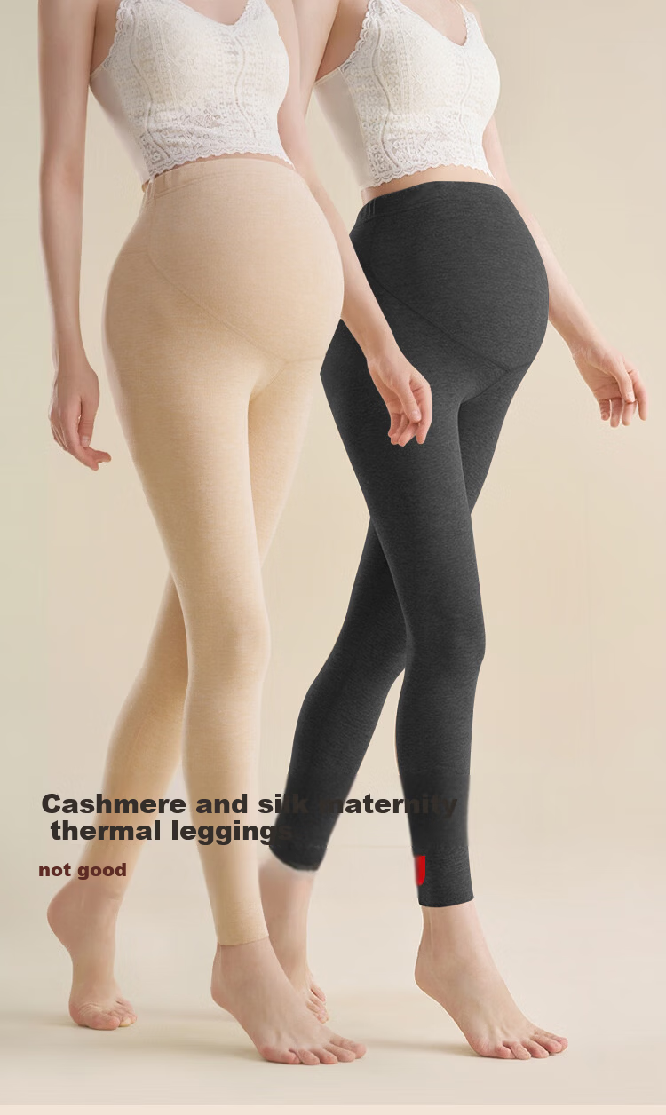 Urban Beauty High-Waist Maternity Thermal Pants with Cashmere and Silk, Tummy Control, German Velvet Heat Retention, Women's Thermal Pants Black XL 1