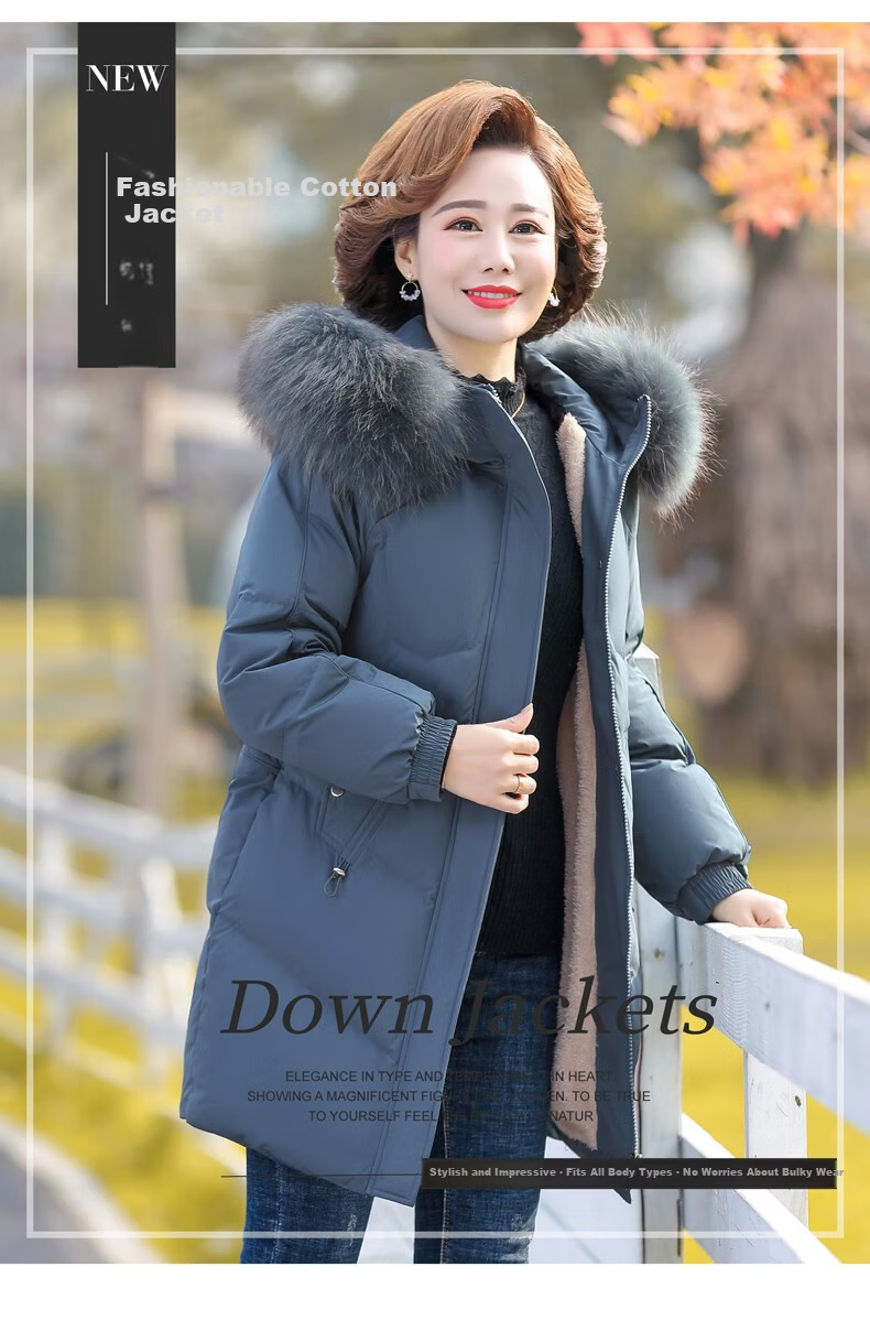 QIUFULUO Women's Winter Warm Down Cotton Jacket for Middle-aged and Elderly Women 50-60 Years Old, Premium Elegant Red Coat 1
