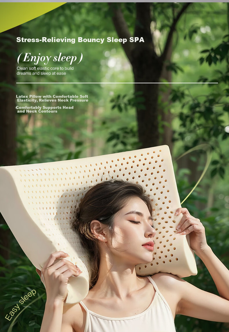FUANNA Thai Imported Natural Latex Pillow, Antibacterial Fabric Wavy Breathable Adult Cervical Pillow Core Gift 60*40cm 8