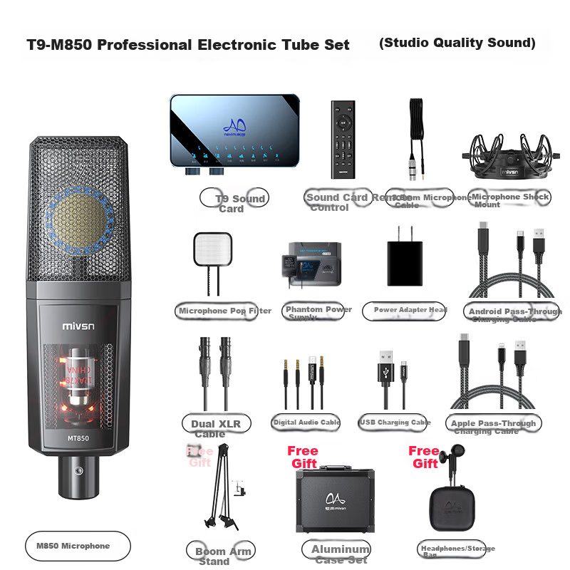 Meisheng T900 Live Streaming Sound Card Kit Professional Recording Singing KTV Set Condenser Microphone Game Mic for Mobile PC Outdoor Douyin 23