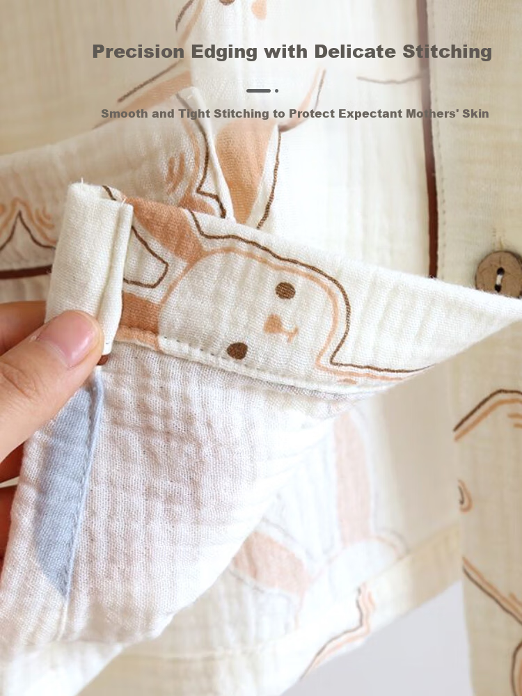 9I9 Maternity Postpartum Summer Pure Cotton Short-Sleeve Shorts Nursing Gown, Muslin Pajamas, Postpartum Feeding Outfit Set A71L 10