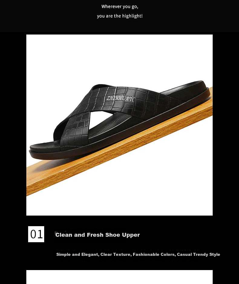 Huameijianbu Cross-Style Men's Outdoor Commuter Slippers, Casual Beach Slippers, Open-Toe Breathable Soft-Soled Sandals, HM6027, Black, Size 41 7