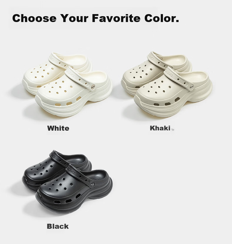 Puxi Women's Thick-Soled Clog Shoes 2026 New Summer EVA Height-Increasing Soft Sole Sandals Black Size 40-41 6