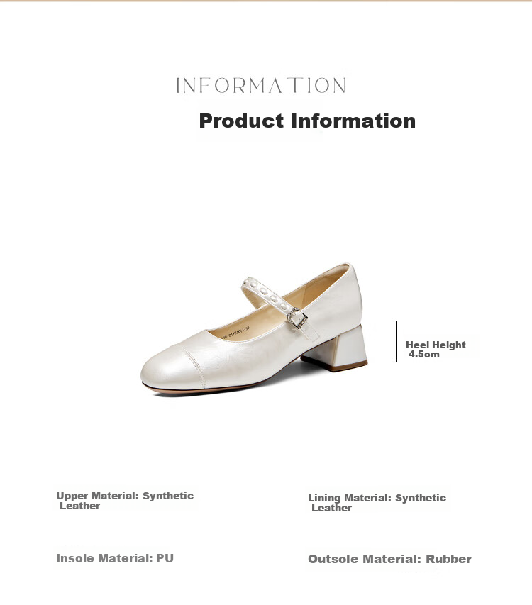 Zhuoshini Women's French Mary Jane Shoes 2026 Spring New Thick Heel Elegant Skirt Matching Low-Cut Flats Off-White Size 38 8