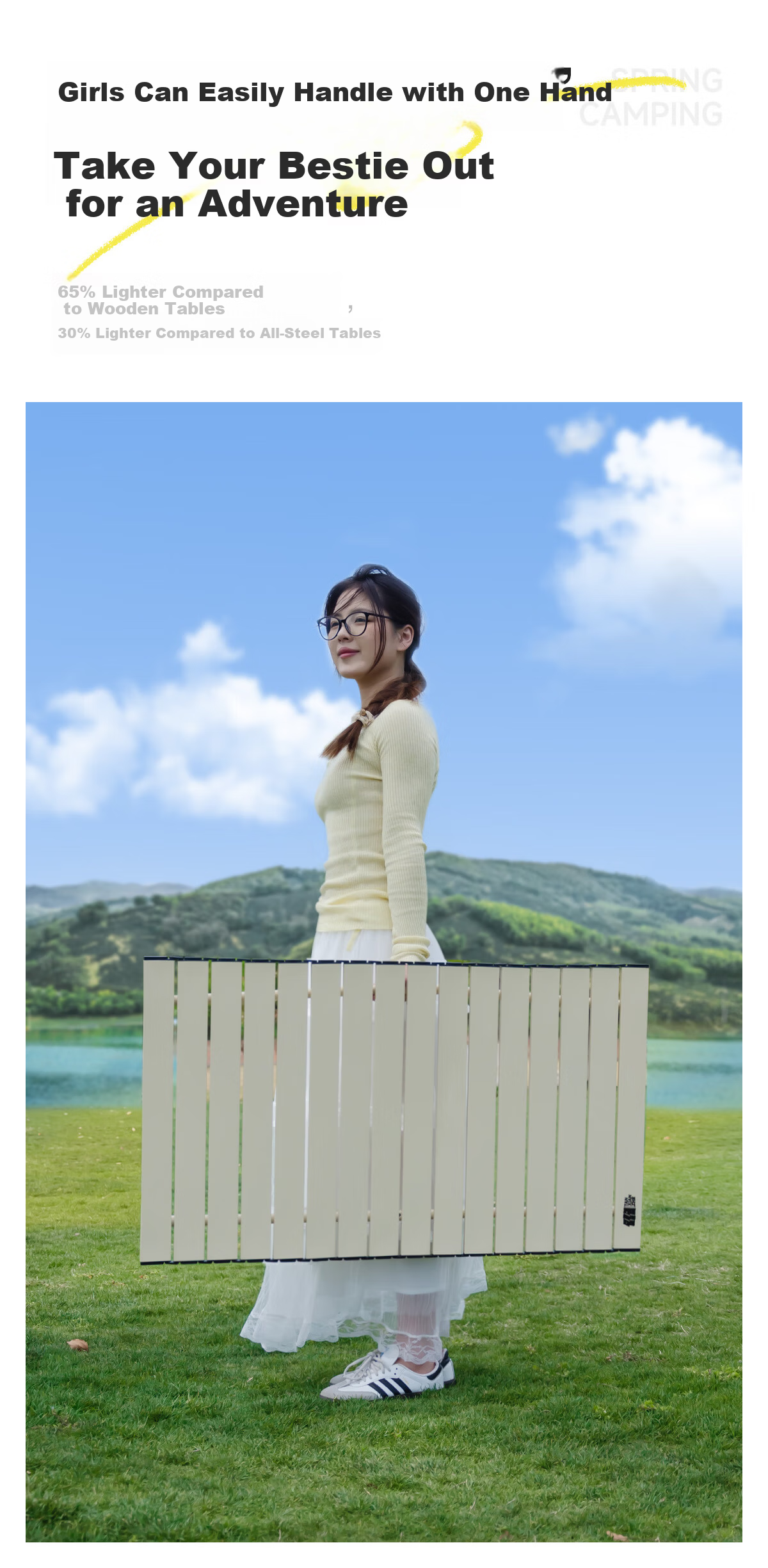 TAN XIAN ZHE Outdoor Portable Folding Table Picnic Table Park Home Long Table Camping BBQ Table 7