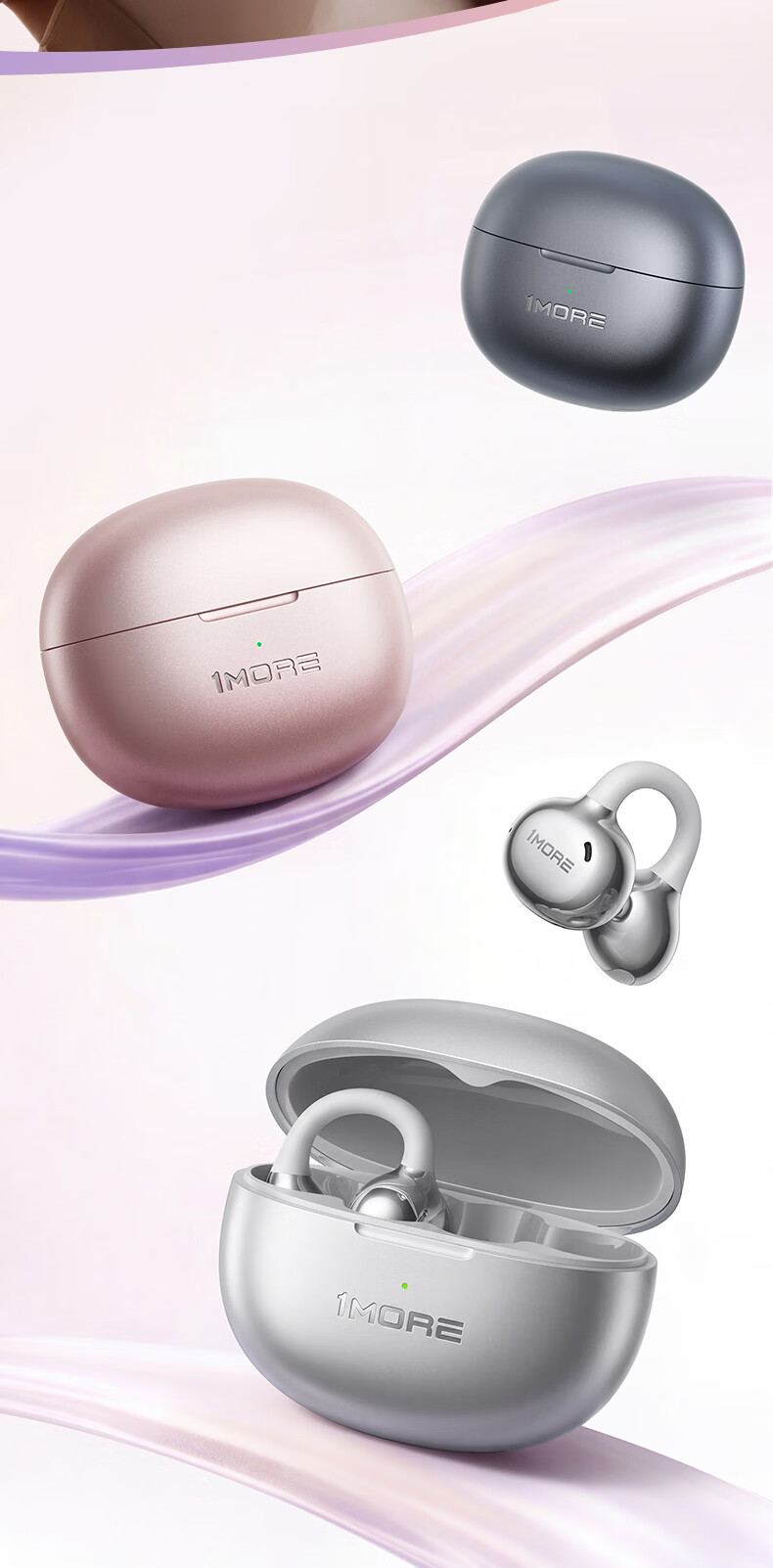 1MORE S20Ultra Bluetooth Ear Clip Bone Conduction Concept Open-Ear Noise Cancelling Headphones Pearl White 8