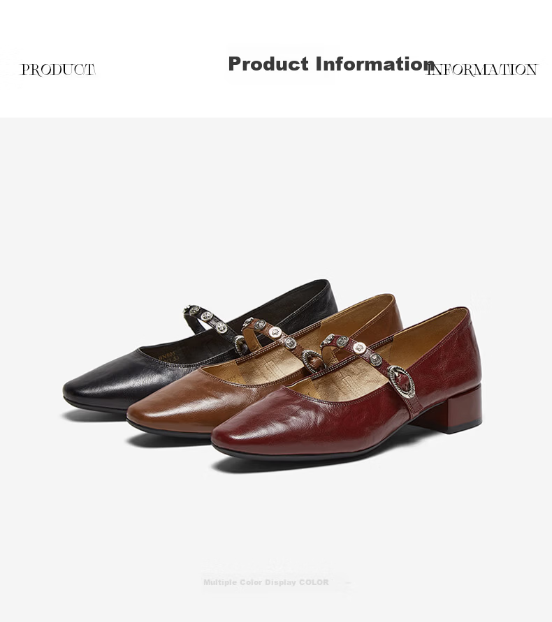 BASTO Monet Garden Spring 2026 French Style Lambskin Mary Jane Shoes for Women, Burgundy, Size 39, Model BN805AQ6 11
