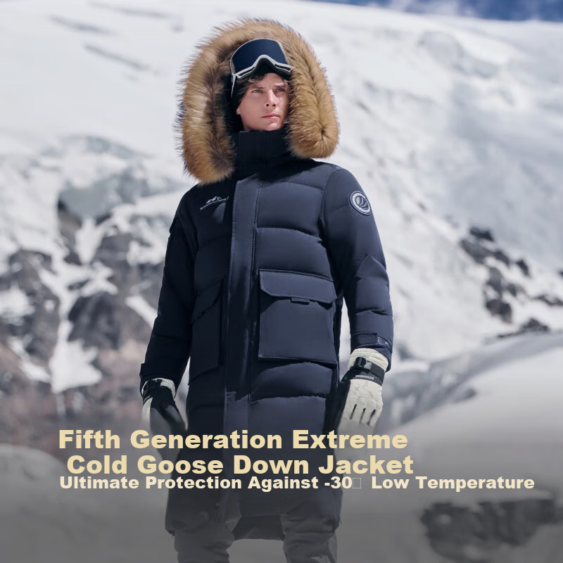 BOSIDENG Extreme Cold Goose Down Jacket Unisex Couple Thickened Long Winter Coat with Large Fur Collar