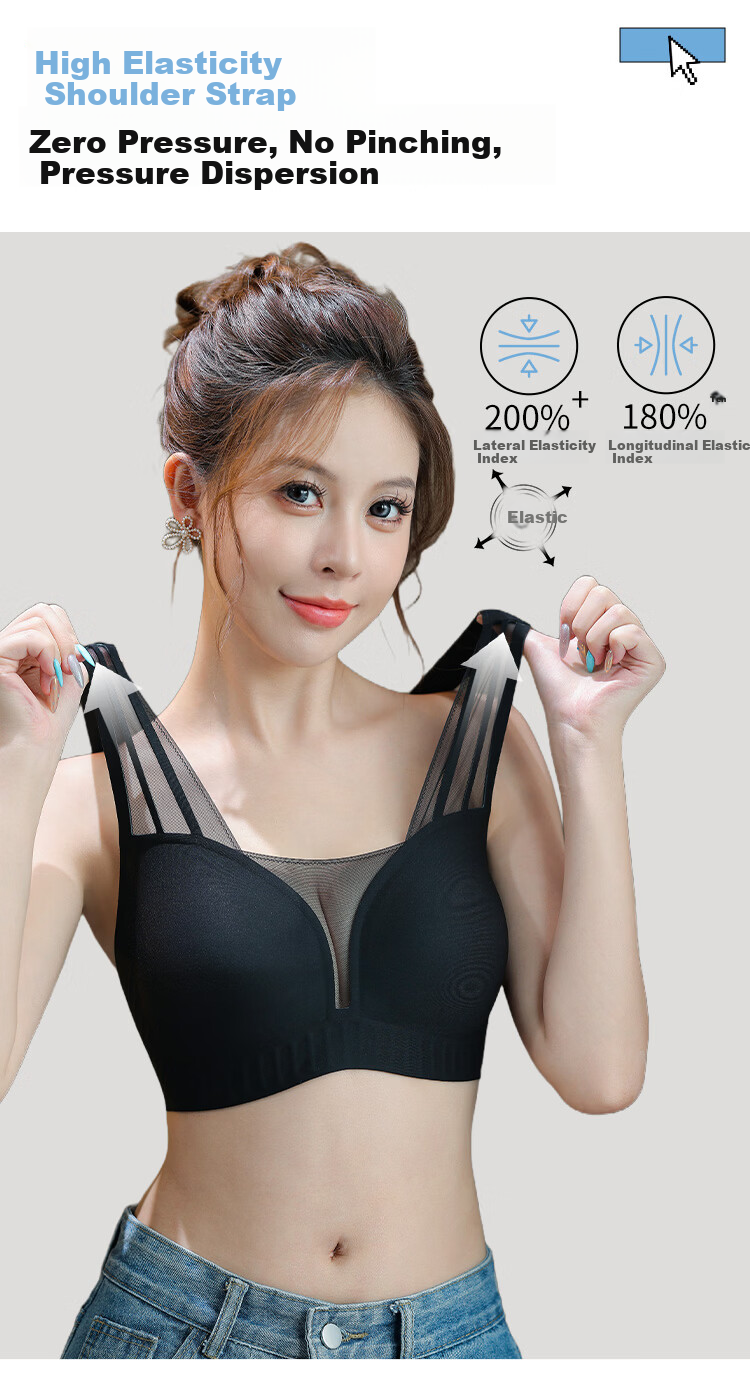 Tingmei Large Bust Exclusive Lifting Anti-Sagging Women's Push-Up Soft Support Seamless Wireless Side Breast Gathering Bra 15