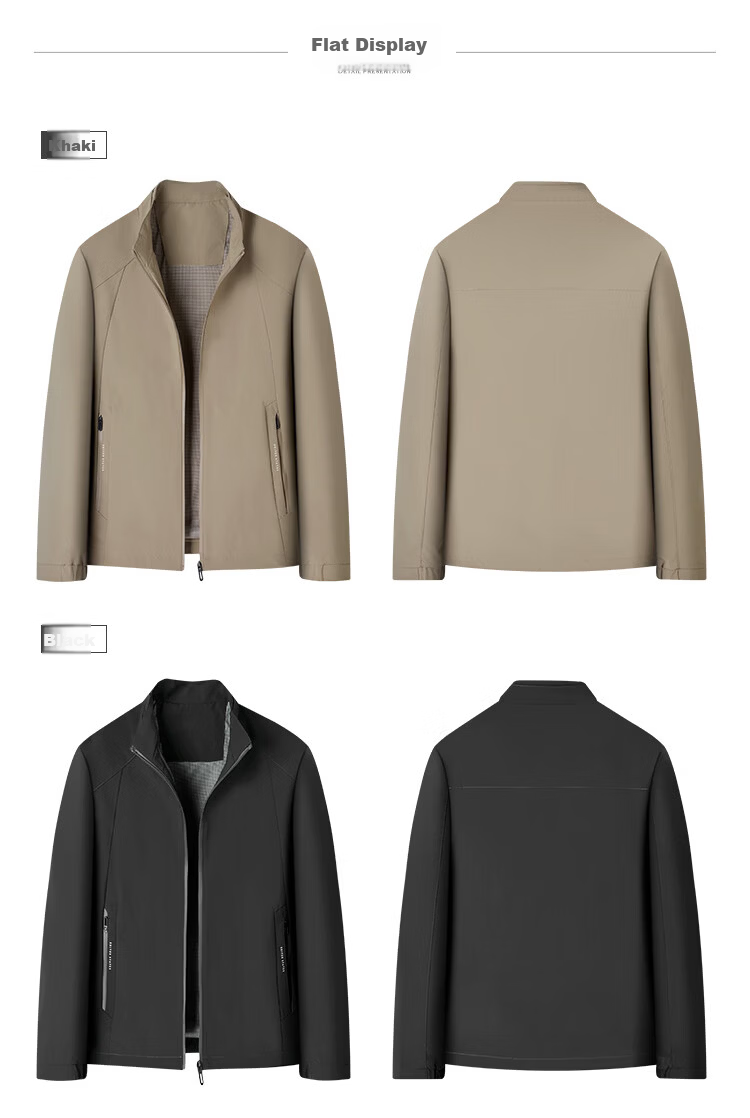 FIRS 3D Tailored Men's Windproof Jacket with Stand Collar, Smooth, Durable, Comfortable Business Casual Outerwear 5