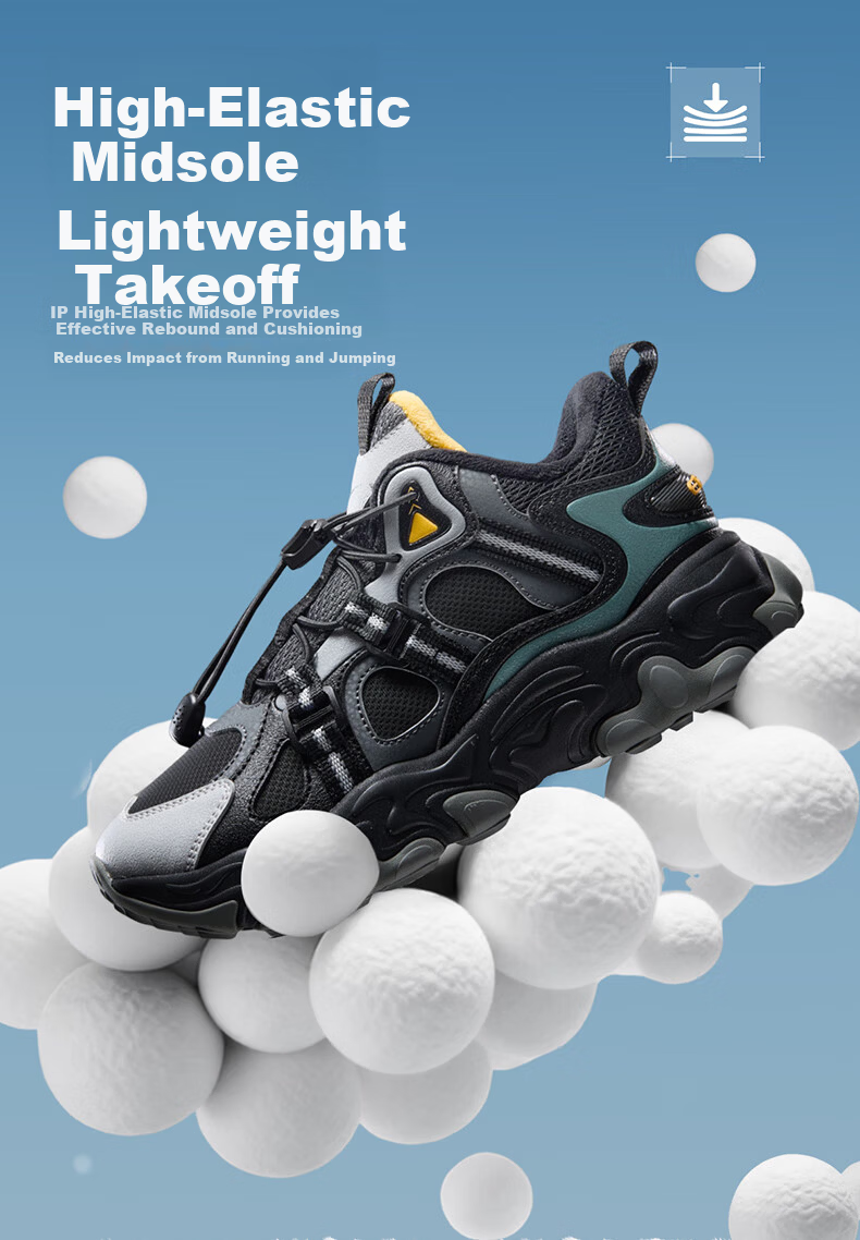 ERKE Kids Casual Shoes Boys and Girls Children's Thick Warm Cushioning Sneakers Black/Cycling Gray/Sage Leaf Size 38 11